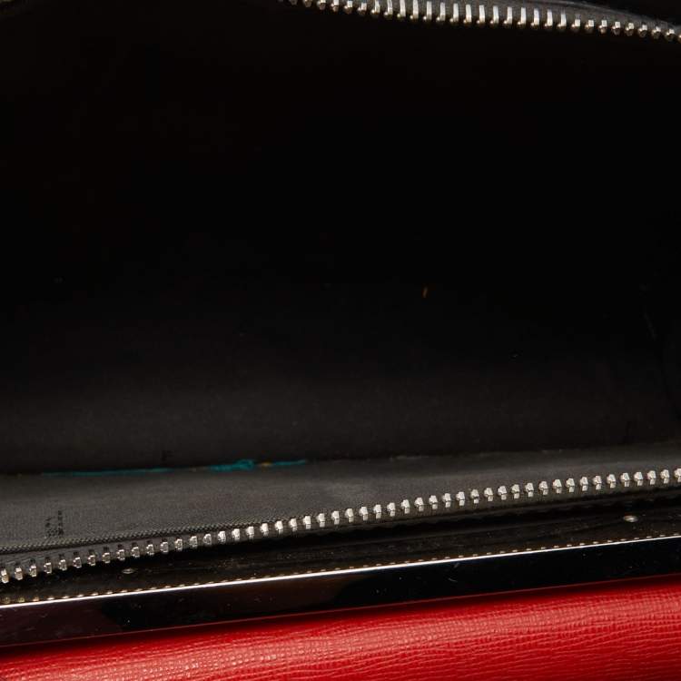 مملوكة مسبقًا Fendi Tricolor Textured Leather Small Demi Jour Top Handle Bag