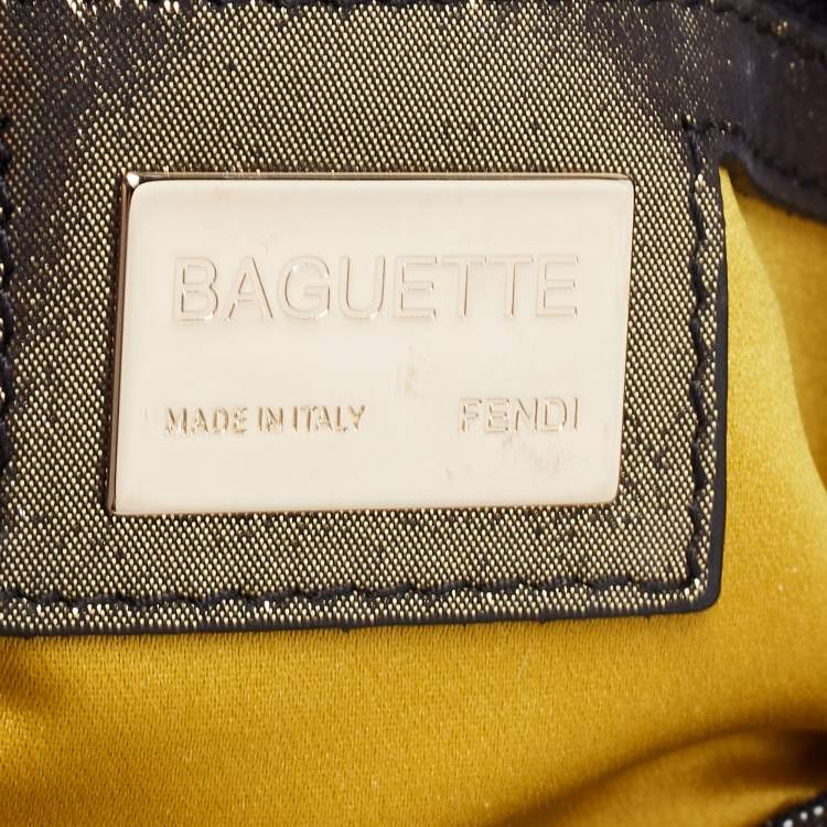 Pre Owned Fendi Silver/Gold FF Lurex Baguette Bag