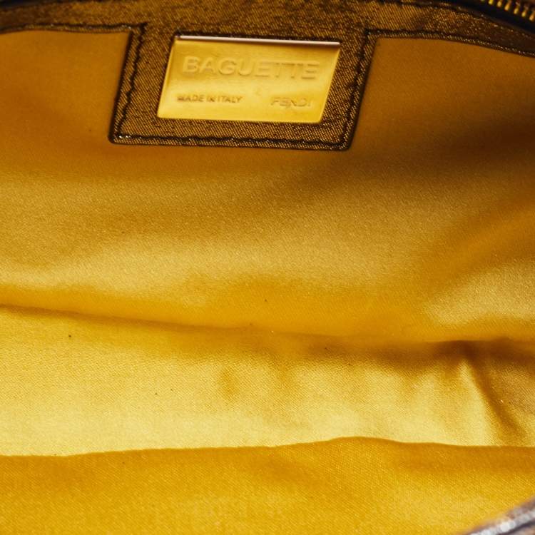 Pre Owned Fendi Silver/Gold FF Lurex Baguette Bag