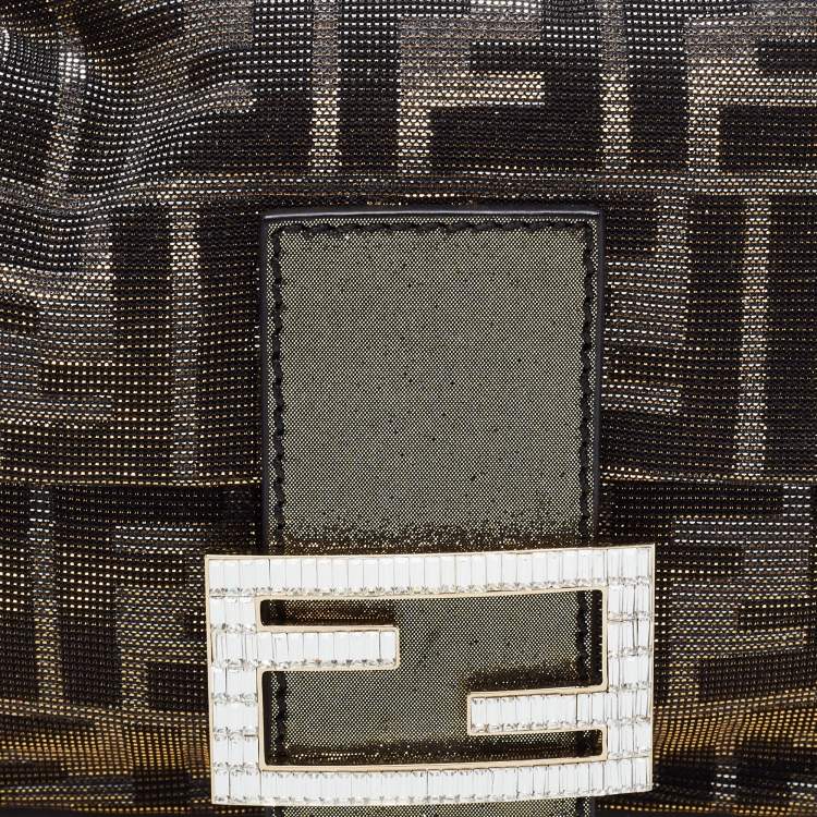 Pre Owned Fendi Silver/Gold FF Lurex Baguette Bag