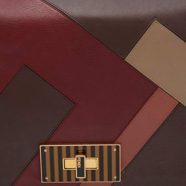Pre Owned Fendi Multicolor Leather Claudia Chain Shoulder Bag
