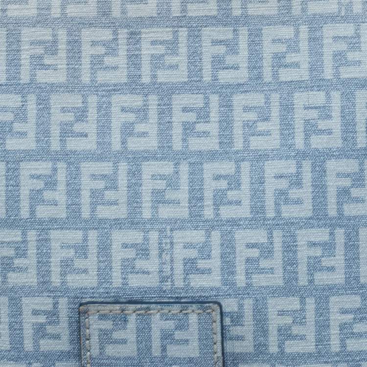 Pre Owned Fendi Blue Zucchino Canvas Big Mama Forever Shoulder Bag