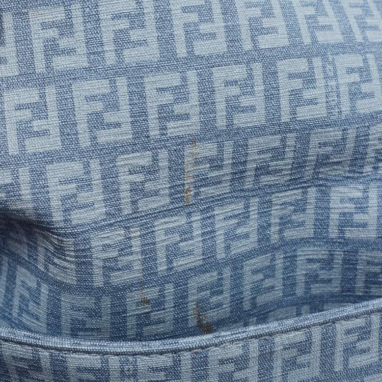 Pre Owned Fendi Blue Zucchino Canvas Big Mama Forever Shoulder Bag