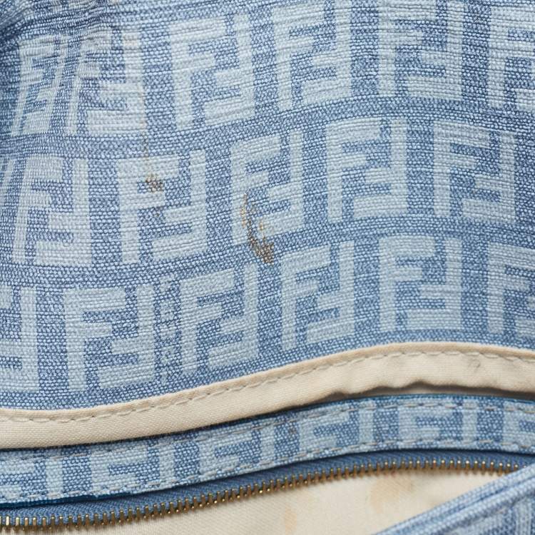 Pre Owned Fendi Blue Zucchino Canvas Big Mama Forever Shoulder Bag