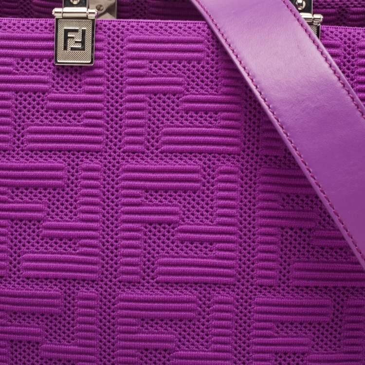 Pre Owned Fendi Fuchsia FF Fabric and Leather Medium Sunshine Tote