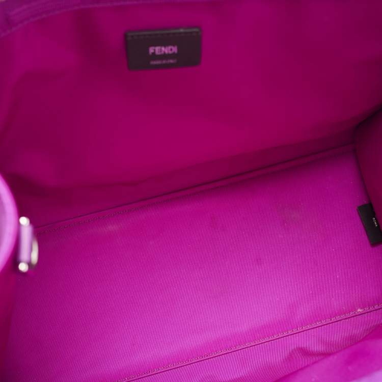 Pre Owned Fendi Fuchsia FF Fabric and Leather Medium Sunshine Tote