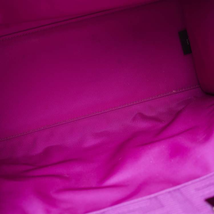 Pre Owned Fendi Fuchsia FF Fabric and Leather Medium Sunshine Tote