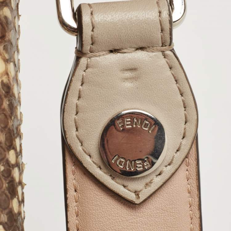 Pre Owned Fendi Multicolor Leather and Python Medium Kan I Top Handle Bag