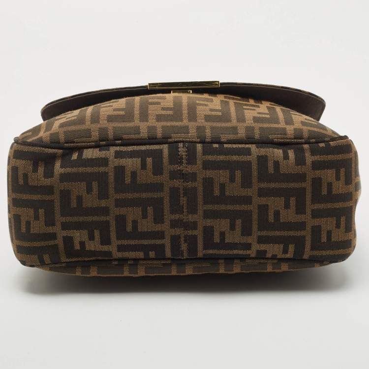 Pre Owned Fendi Tobacco Zucca Canvas Flap Crossbody Bag
