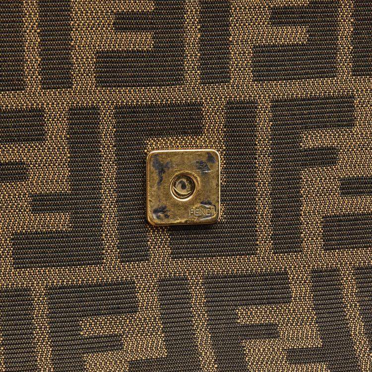 Pre Owned Fendi Tobacco Zucca Canvas Flap Crossbody Bag