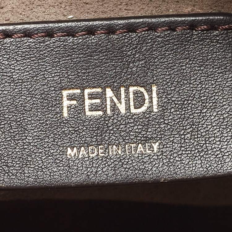Pre Owned Fendi Grey Leather Mini Mon Tresor Drawstring Bucket Bag