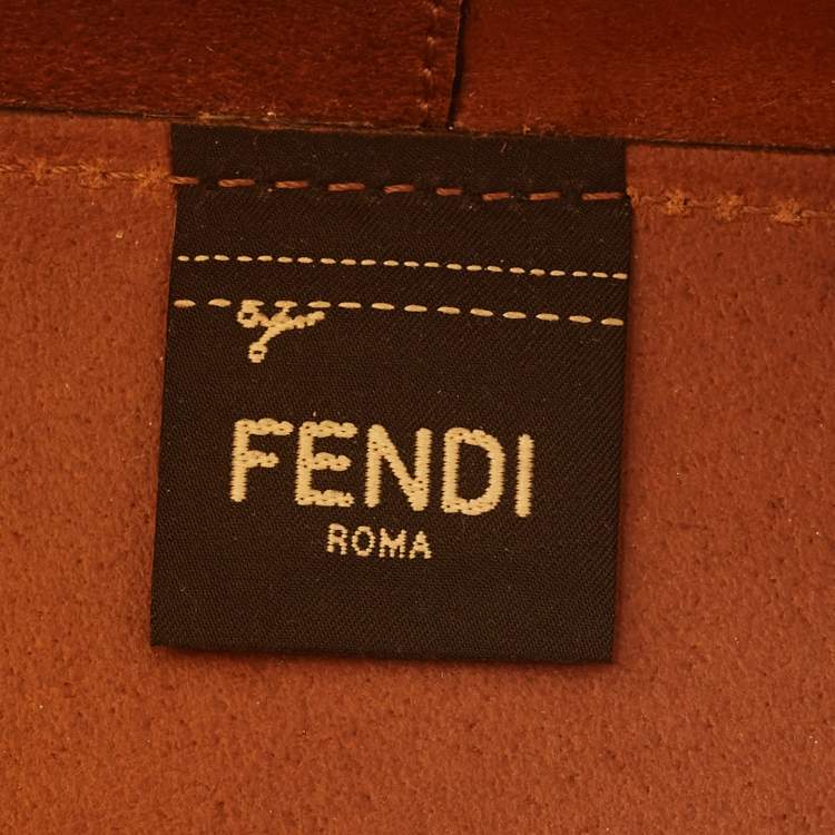 Pre Owned Fendi Orange/Brown Zucca PVC and Leather Mon Tresor Bucket Bag