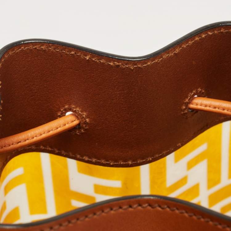 Pre Owned Fendi Orange/Brown Zucca PVC and Leather Mon Tresor Bucket Bag