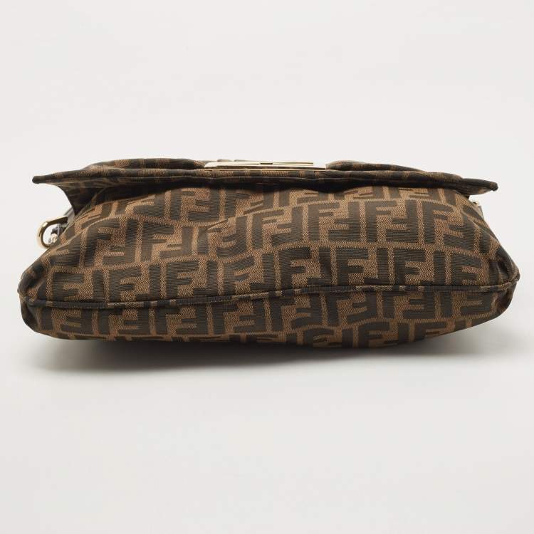 مملوكة مسبقًا Fendi Tobacco Zucca Canvas and Patent Leather Mia Flap Bag