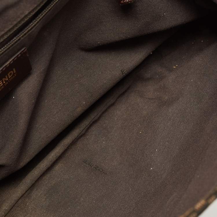 مملوكة مسبقًا Fendi Tobacco Zucca Canvas and Patent Leather Mia Flap Bag