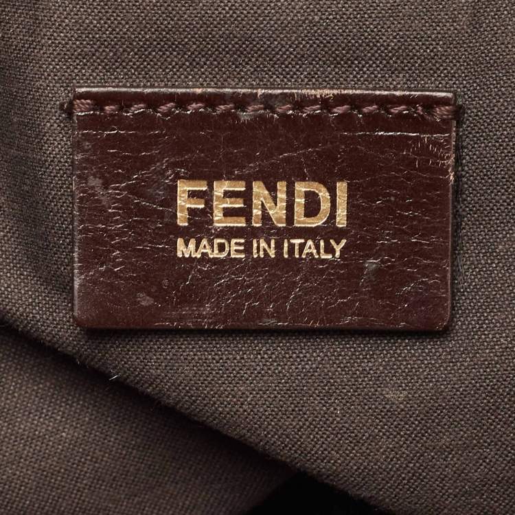 مملوكة مسبقًا Fendi Tobacco Zucca Canvas and Patent Leather Mia Flap Bag