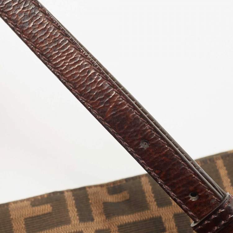 مملوكة مسبقًا Fendi Tobacco Zucca Canvas and Patent Leather Mia Flap Bag