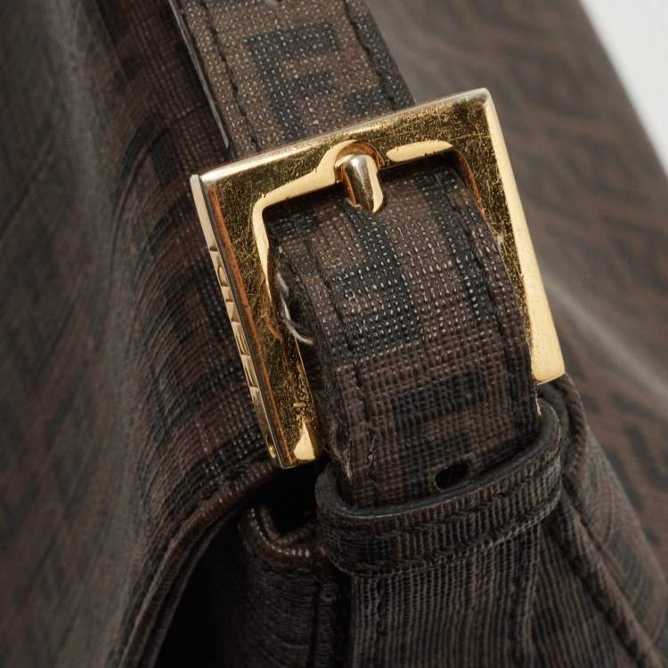 Pre Owned Fendi Tobacco Zuchinno Coated Canvas Mama Flap Shoulder Bag