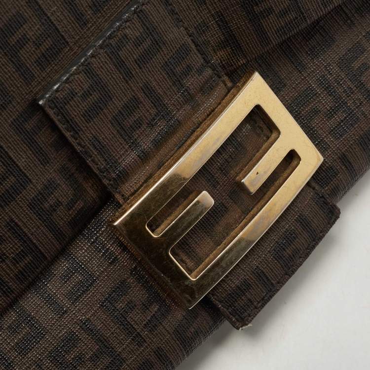 Pre Owned Fendi Tobacco Zuchinno Coated Canvas Mama Flap Shoulder Bag