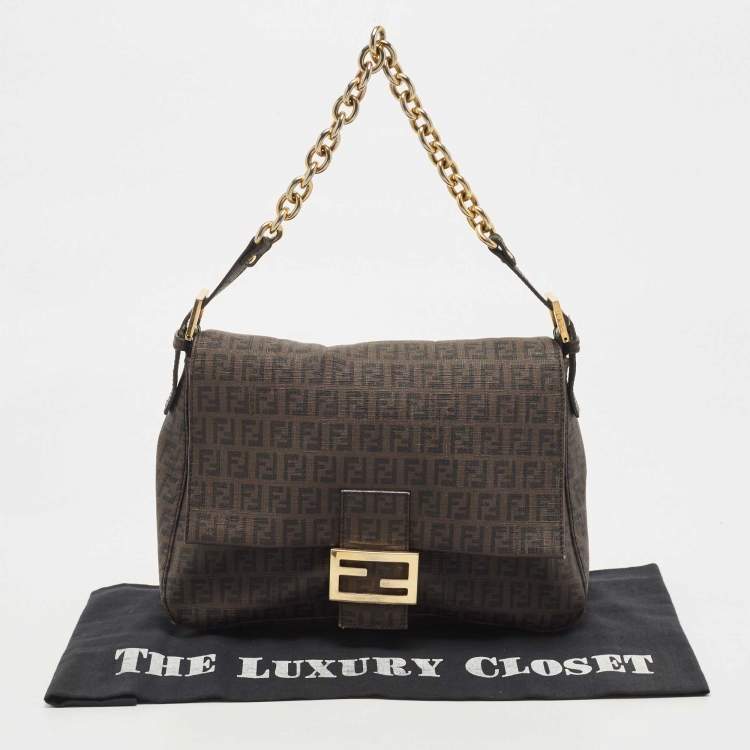 Pre Owned Fendi Tobacco Zuchinno Coated Canvas Mama Flap Shoulder Bag