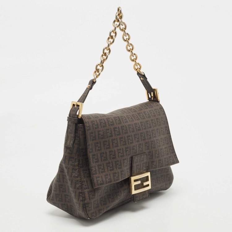 Pre Owned Fendi Tobacco Zuchinno Coated Canvas Mama Flap Shoulder Bag