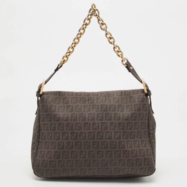 Pre Owned Fendi Tobacco Zuchinno Coated Canvas Mama Flap Shoulder Bag