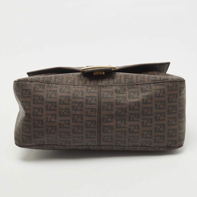 Pre Owned Fendi Tobacco Zuchinno Coated Canvas Mama Flap Shoulder Bag