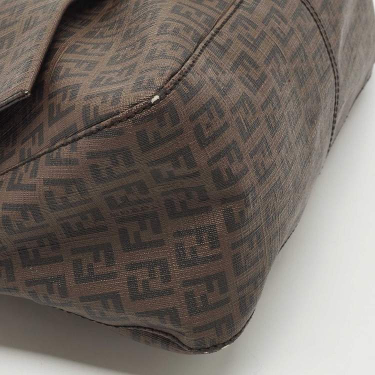 Pre Owned Fendi Tobacco Zuchinno Coated Canvas Mama Flap Shoulder Bag