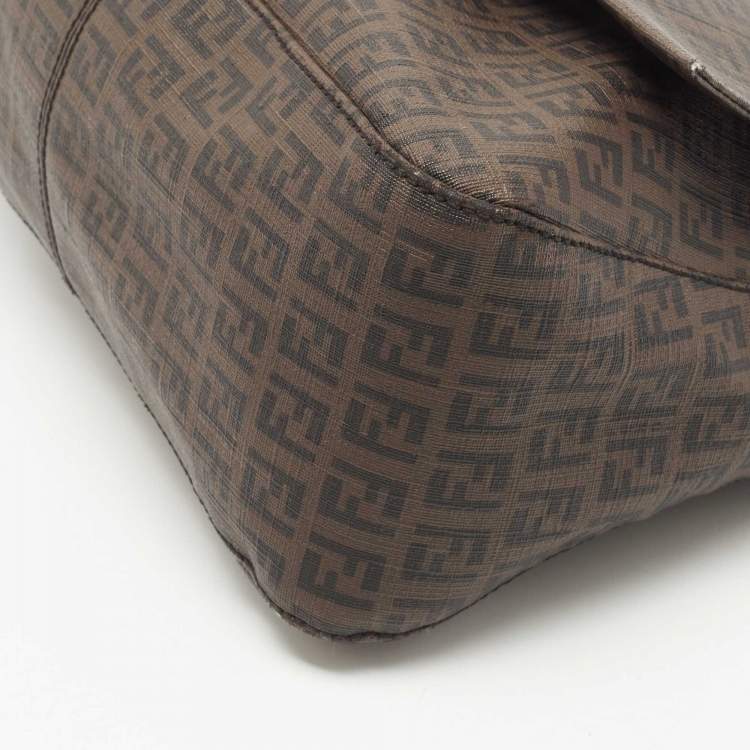 Pre Owned Fendi Tobacco Zuchinno Coated Canvas Mama Flap Shoulder Bag