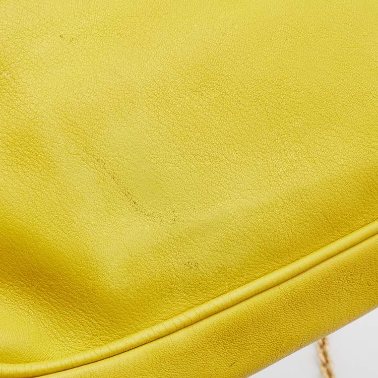 Pre Owned Fendi Yellow Leather Fendista Pochette Crossbody Bag