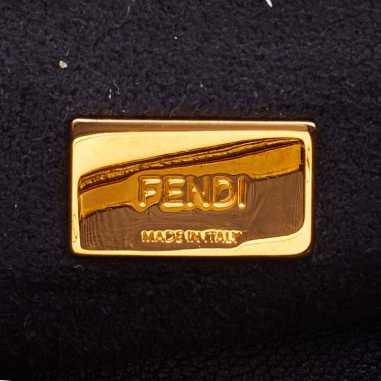 Pre Owned Fendi Black Shearling and Leather Micro Peekaboo Bag