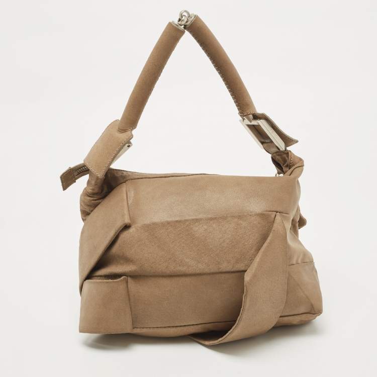 Pre Owned Fendi Beige Suede Hobo
