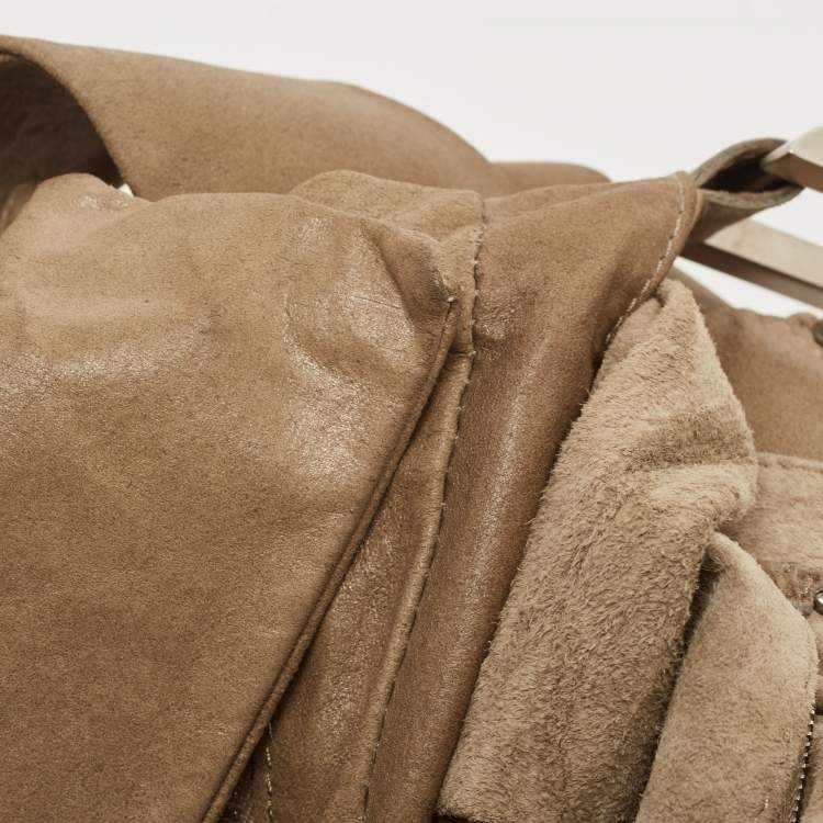 Pre Owned Fendi Beige Suede Hobo