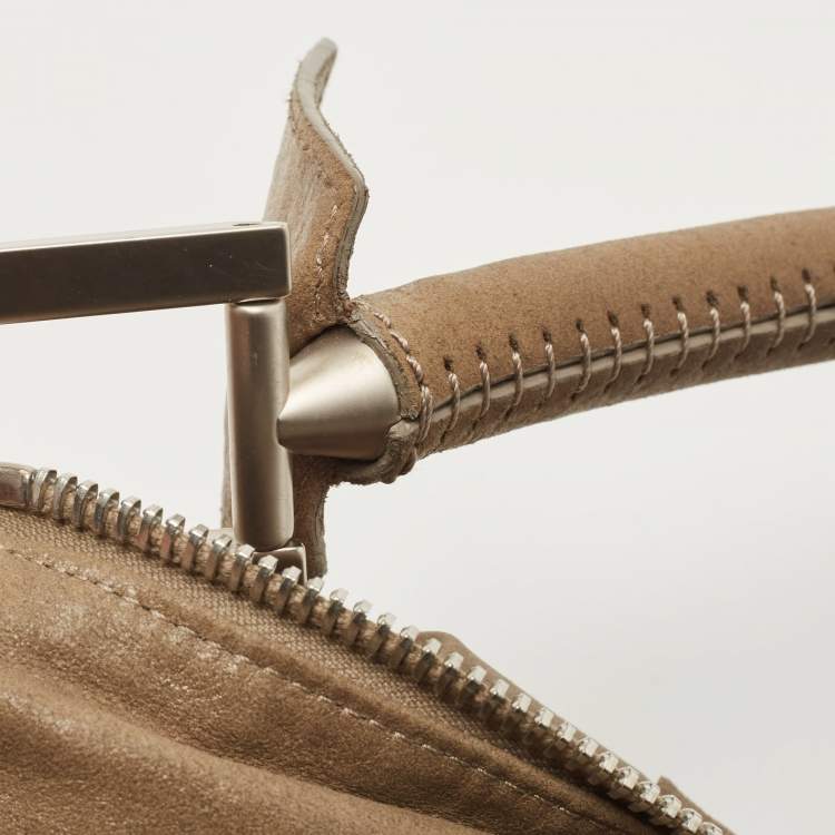 Pre Owned Fendi Beige Suede Hobo