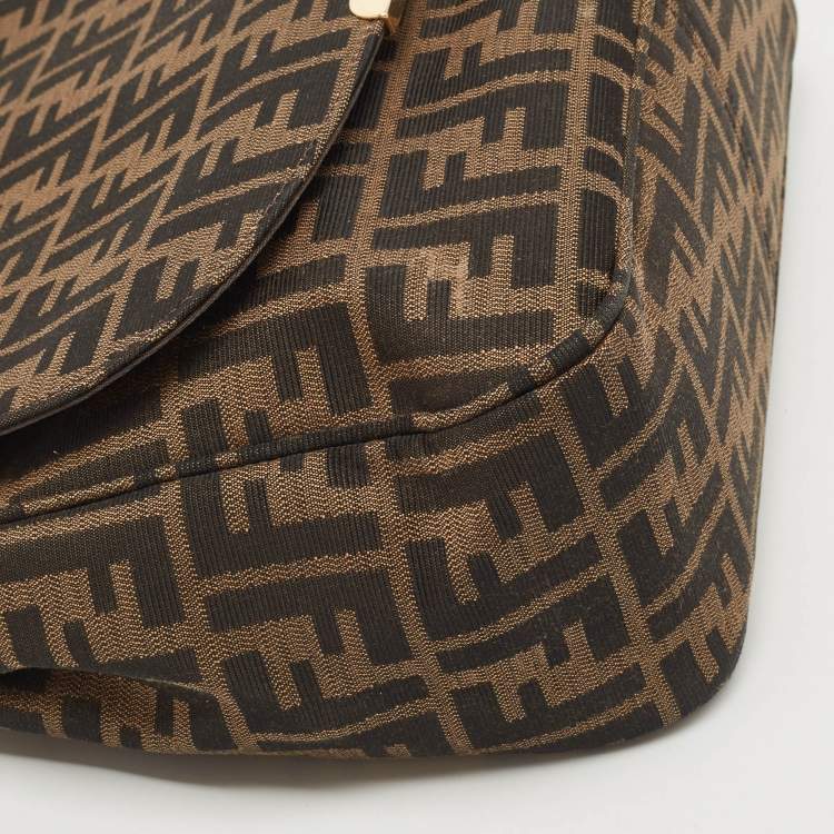 Pre Owned Fendi Tobacco Zucca Canvas and Leather Flap Crossbody Bag