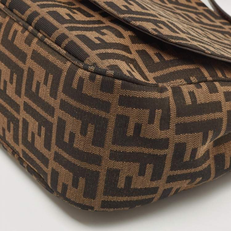Pre Owned Fendi Tobacco Zucca Canvas and Leather Flap Crossbody Bag