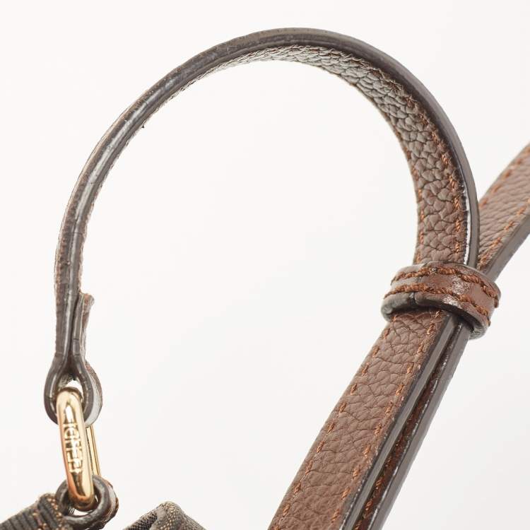 Pre Owned Fendi Tobacco Zucca Canvas and Leather Flap Crossbody Bag
