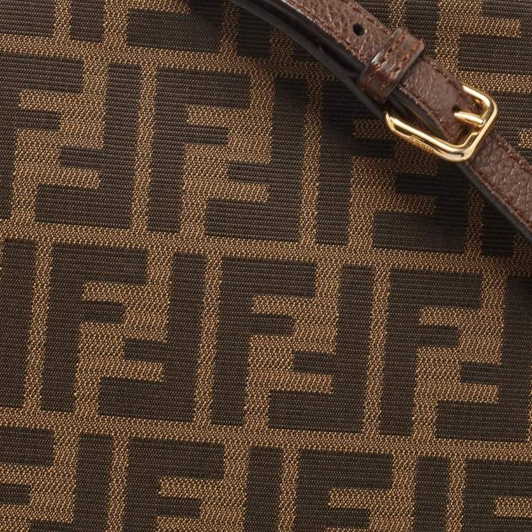 Pre Owned Fendi Tobacco Zucca Canvas and Leather Flap Crossbody Bag