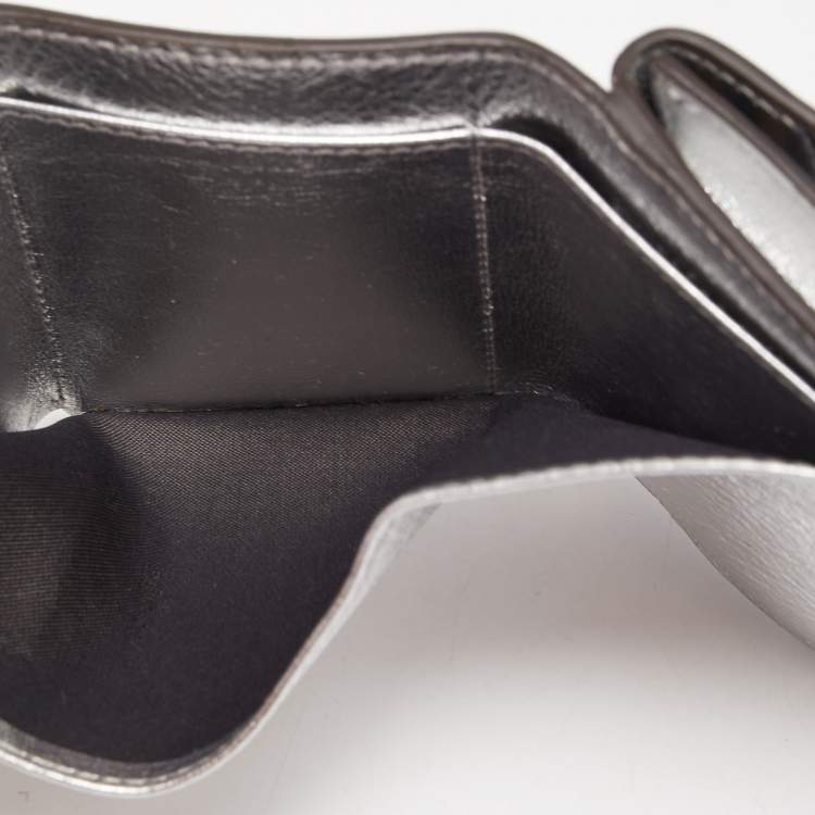 Fendi Silver/Tobacco Zucca Leather Micro F Trifold Wallet Fendi | TLC