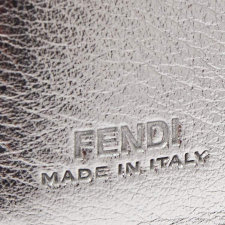 Pre Owned Fendi Silver/Tobacco Zucca Leather Micro F Trifold Wallet