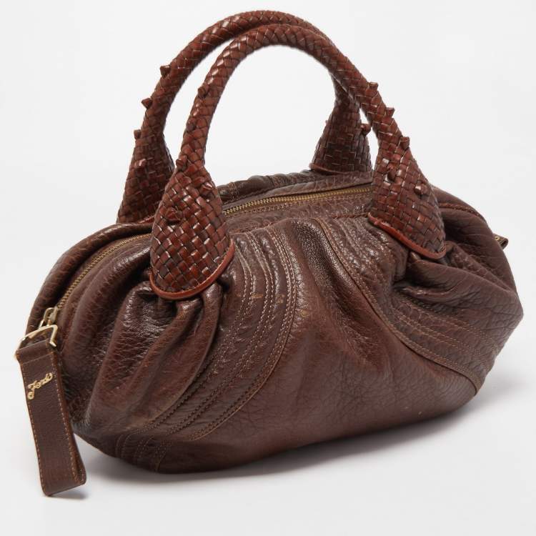 Pre Owned Fendi Brown Leather Baby Spy Bag