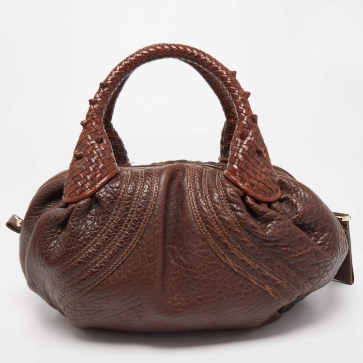 Pre Owned Fendi Brown Leather Baby Spy Bag