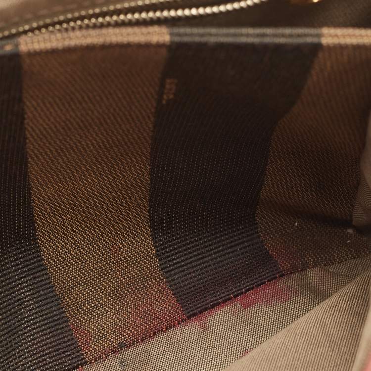 Pre Owned Fendi Old Rose Pequin Embossed Leather Small Claudia Flap Bag