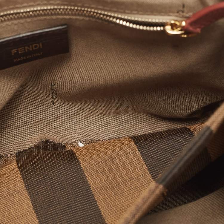 Pre Owned Fendi Old Rose Pequin Embossed Leather Small Claudia Flap Bag