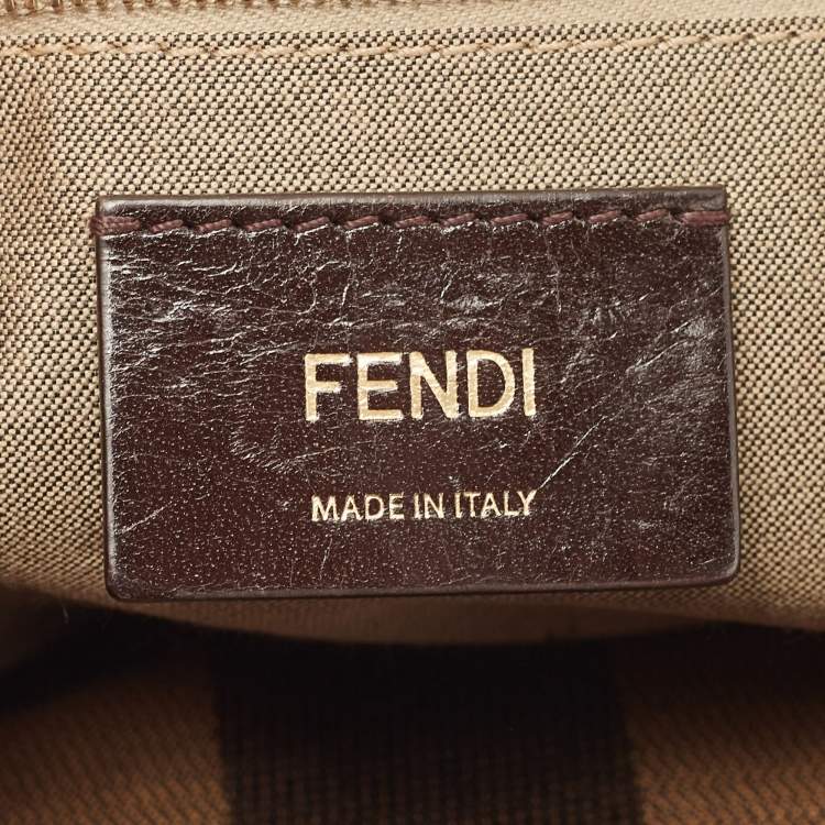 Pre Owned Fendi Old Rose Pequin Embossed Leather Small Claudia Flap Bag
