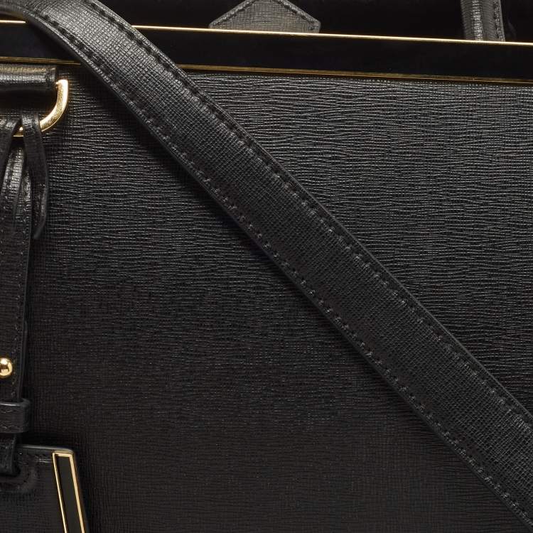 Pre Owned Fendi Black Leather Medium 2Jours Tote