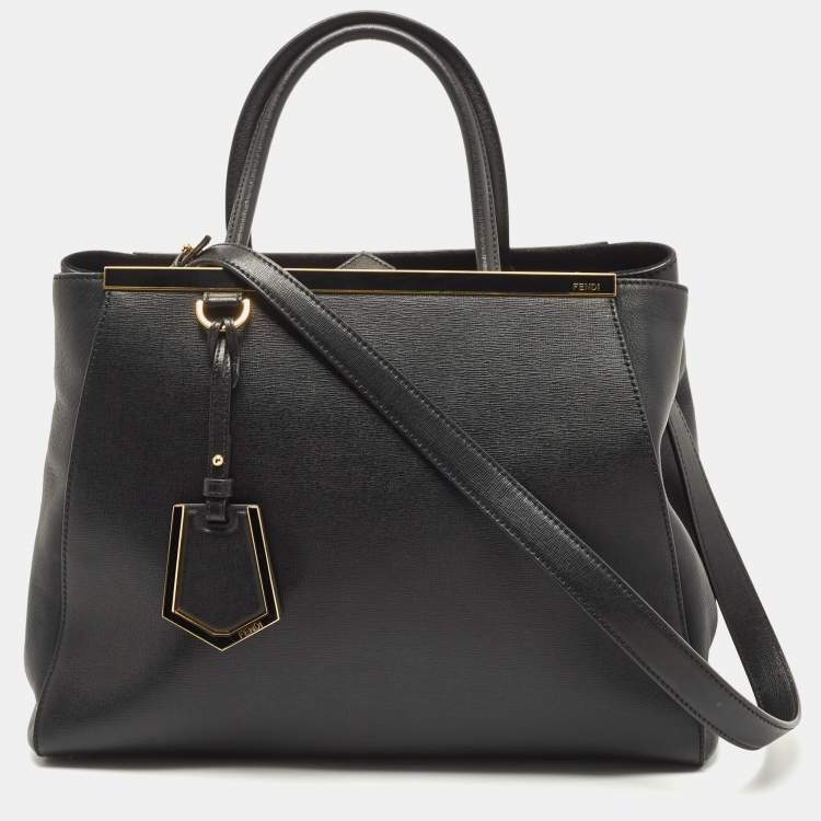Pre Owned Fendi Black Leather Medium 2Jours Tote