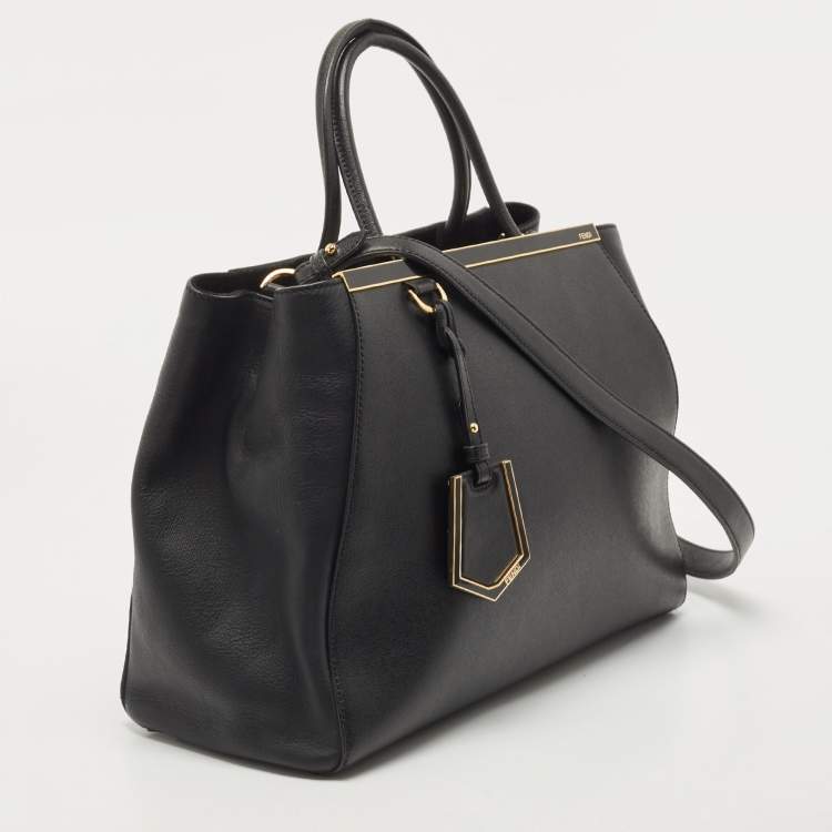Pre Owned Fendi Black Leather Medium 2Jours Tote