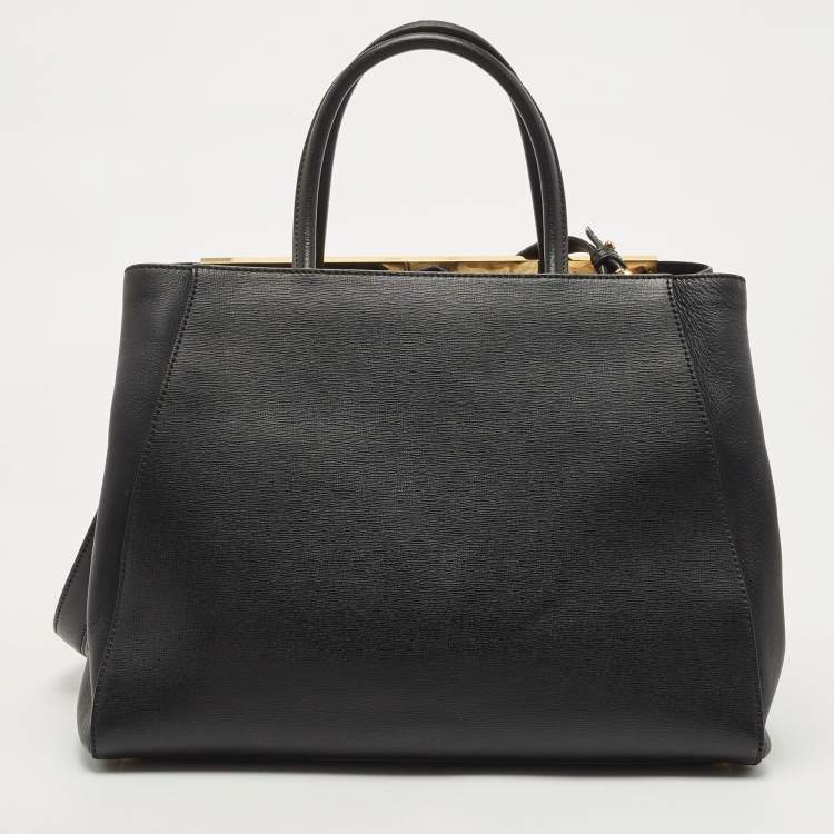 Pre Owned Fendi Black Leather Medium 2Jours Tote