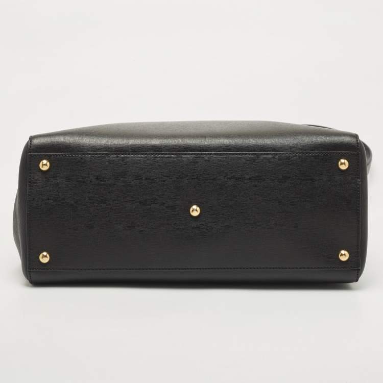 Pre Owned Fendi Black Leather Medium 2Jours Tote